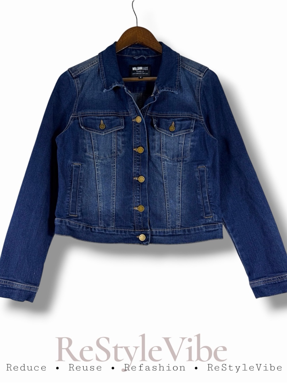 WILLIAM RAST Women’s Size M Jacket Coat Denim Jean Trucker Style Fit Stretch